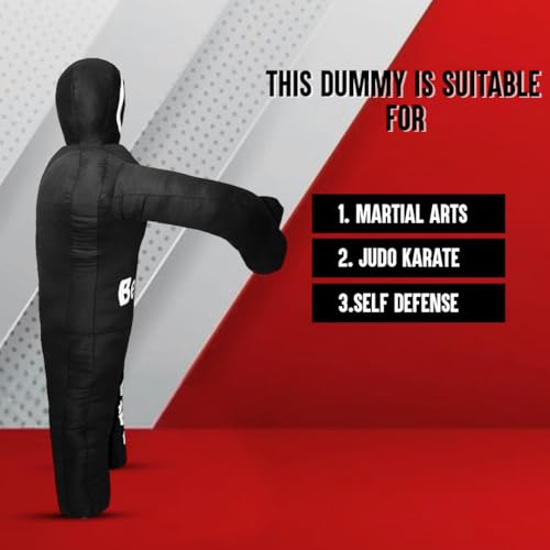 Bestzo Kids MMA Grappling Dummy - Unfilled Canvas Wrestling & BJJ Training Partner for Karate, Judo & Boxing (48-Inch) - color: Black