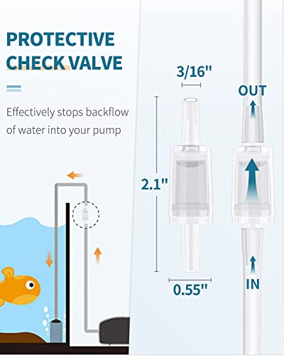 Pawfly Aquarium 25 Feet Airline Tubing Standard Air Pump Accessories Set with Air Stone Cylinders Connectors Suction Cups and Check Valves for Fish Tank Aeration Setup