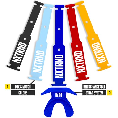Nxtrnd One Pro Football Mouth Guard, Interchangeable Strap, Fits Adult & Youth (Blue) - color: Blue Pro