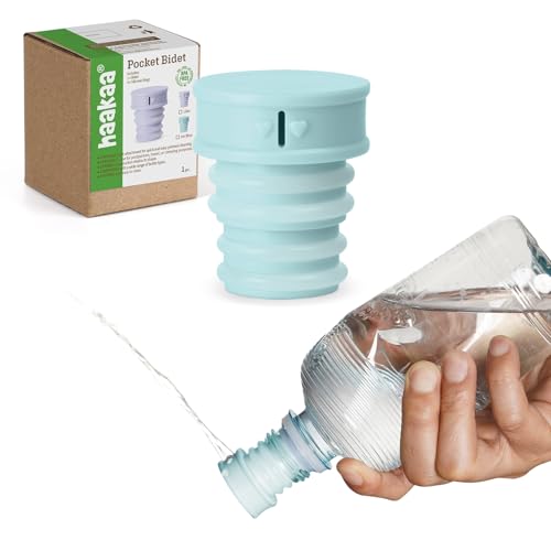 Haakaa Portable Bidet for Travel, Camping or Backpacking, Handheld Bidet for Women & Men, Postpartum Care & Recovery Sprayer for Moms, Fits Most Plastic Water Bottles (Ice Blue) - color: Ice Blue