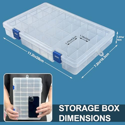 Qualsen Bead Organizer Box with Adjustable Dividers, 34 Girds, 4 Pack | Plastic Organizer Box with Dividers, Ideal as a Tackle Boxs for Beads, Jewelry, Crafts, Screws, Small Parts and More - size: 34 Gird-4pcs