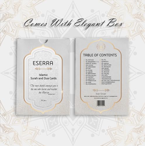 Islamic 30 Pieces Short Prayer Surah and Dua Cards, Quran in Arabic - English Translation for Muslim, 4.7 x 3.5 in, Umrah Dua Cards, Ramadan Eid Islamic Gifts for Men and Women