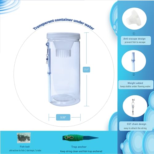 Portable and Plastic Aquarium Minnow&Small Fish Trap for Aquarium Children Fishing Outdoors,Durable Container Bait Trap Suitable for Fishing,Crab,Shrimp,Turtle - size: Small