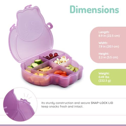 melii Animal Shaped Snackle Box - Divided Snack Container, Food Storage for Kids, Removable Dividers, Arts & Crafts, Beads, BPA-Free - Cat - color: Cat