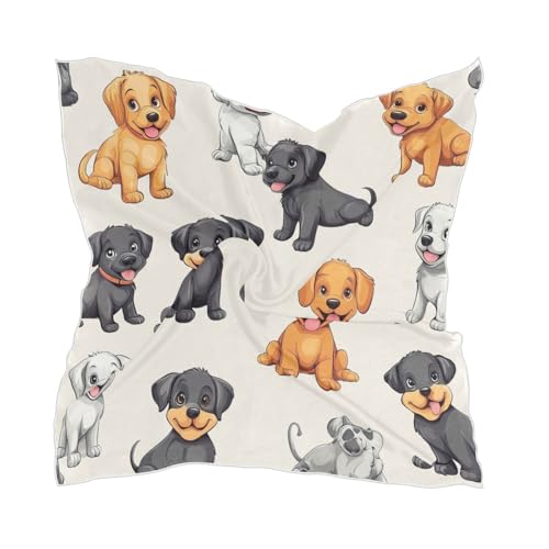 Women's Silk Scarf Square Satin Head Scarves Fashion Neck Scarf Hair Wraps Silk Bandana - color: Cute Puppy