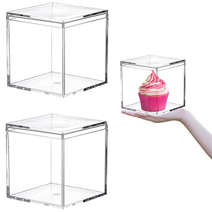 Acrylic Boxes Clear Candy Boxes with Lid Acrylic Square Cube Jewelry Storage Boxes for Birthday Wedding Party Favor - size: 4.73 x 4.73 x 4.73 Inch