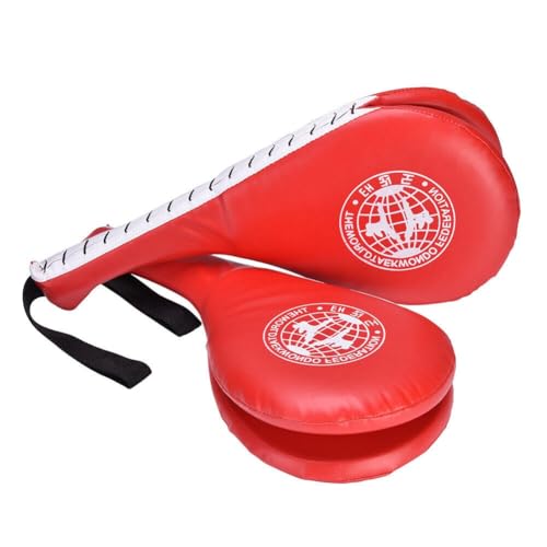2 Pack red Taekwondo Double Kick Pads Target Karate Kickboxing Muay Thai MMA Striking Target Pads, TKD Sparring Gear Red, 15 x 2.5 x 7.5 in