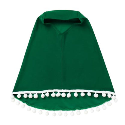 ODIZLI Toddler Baby Girls Hijab Dresses 2pcs Muslim Abaya Dresses for Girls Middle East Modest Outfits - color: Dark Green Pom-poms, size: 0-6 Months