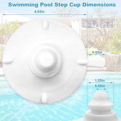 Pool Step Suction Cups Replacement for Innovaplas Above Ground Pool Steps | 4 PCS Pool Ladder Suction Cups Replacement Part 4 inch Rubber Strong Suction Step Cups for Pool Stair - color: 4pcs