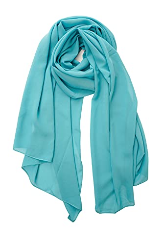 YOUR SMILE for Women Lightweight Breathable Solid Color Soft Chiffon Long Fashion Scarves Sun-proof Shawls Wrap - color: Teal