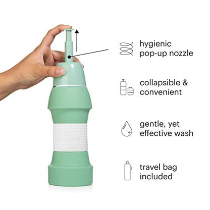 Brondell Bidet GoSpa Portable Peri Bottle, Collapsible Travel Bidet, Compact and Discreet, with Travel Bag for Postpartum & Perineal Care, 500ml, in Green - color: Green