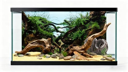 48x24 inches Aquarium Fabric Background Grass Leaves with Stone Aquarium Backdrop River Bed & Lake Aquatic Plant Fish Tank Aquatic Plants Background - size: 48X24inch