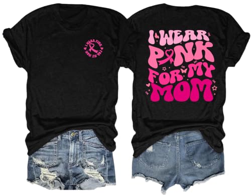 Breast Cancer Shirts for Women Pink Ribbon Boxing Gloves Graphic Tops Breast Cancer Awareness Tshirts Fighter Tees - color: Black, size: X-Large