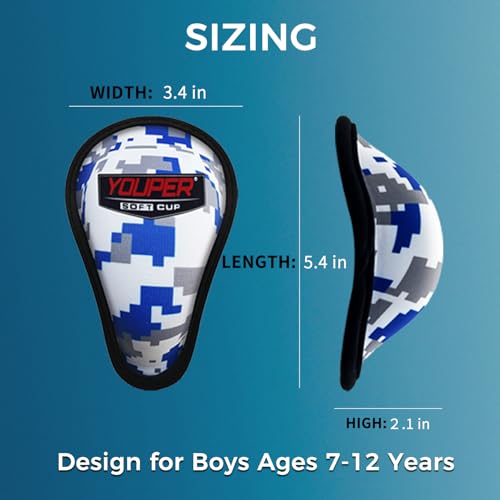 Youper Boys Youth Soft Foam Protective Athletic Cup (Ages 7-12), Kid Athletic Cup for Baseball, T-Ball, Football - color: Ocean Camo (1-Pack)