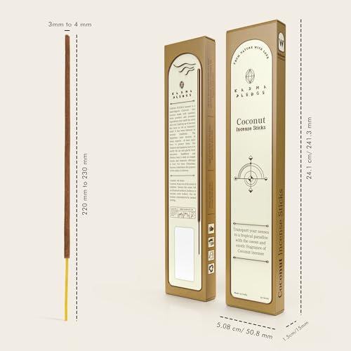 KarmaPledge Coconut Incense Sticks, Burn Time 45-60 Min, 40 Sticks - color: Coconut, size: 40 Hand Dipped Sticks