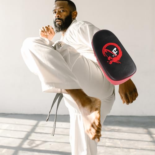 Didiseaon Kickboxing Kick Shield Curved Thickened Leg Pad Red 1pcs Boxing Kicking Strike Shield Martial Arts Sparring Gear for Taekwondo Training