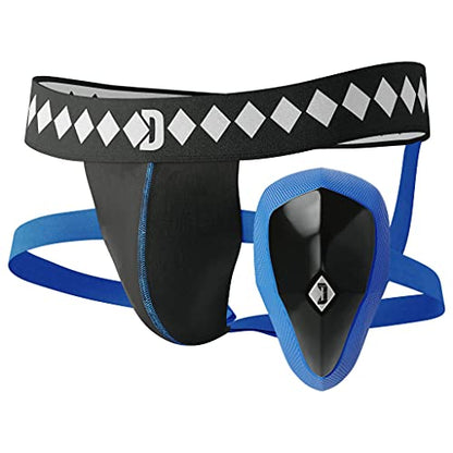 Diamond MMA Jock Strap + Athletic Cup for Men | 4-Strap No Shift Athletic Supporters for Men with Cup for MMA, Boxing, Muay Thai, Wrestling, Jiu Jitsu | High Impact Sports Jockstrap with Cup - size: Small