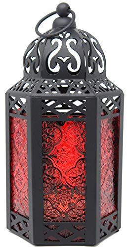 Vela Lanterns Decorative Indoor Moroccan Candle Table Centerpieces, Red, S - color: Black/Red, size: Small