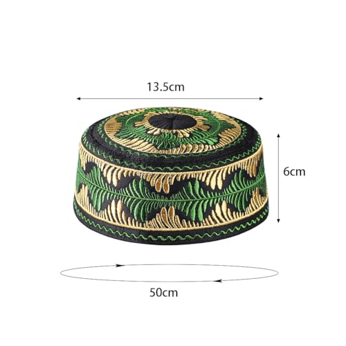 Kids Boys Muslim Prayer Kufi Hat Islamic Prayer Cap Embroidered Prayer Headwear Cap Praying Skull Cap Topi Ramadan Eid Hat - color: Black-medium