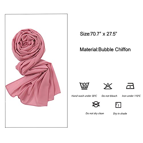 Yeieeo Chiffon Head Wraps for Women - Solid Color Fashion Bubble Chiffon Scarf Hijab - color: Skin Pink