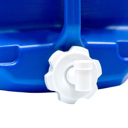WaterPrepared ReadyJug 7 Gallon Water Storage Container with Built-In Spigot, Blue - Stackable Portable Emergency Tank for Camping