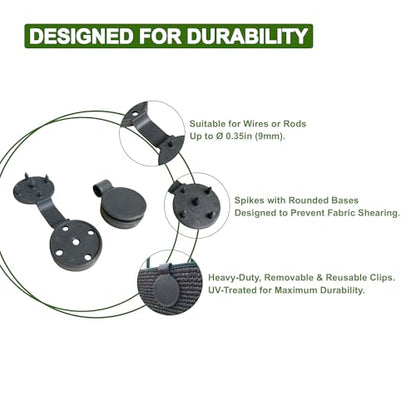 Shade Cloth Plastic Clips, UV Treated | 200 Pack, Color Anthracite Grey - color: Anthracite Grey, size: 200 Pack