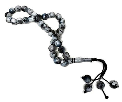Muslim 10mm. Tasbih 33 Beads AMN-239 Islam Prayer Rosary with Allah Muhammad Arabic Names Engraved on Islamic Religious Eid Ramadan Gift (Grey_Circle) - color: Grey_Circle