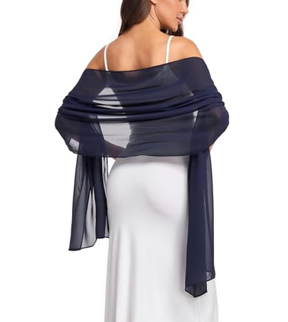 Shawl and Wrap for Evening Dresses Wedding Sheer Scarfs Women Scarve - color: Navy, size: One Size