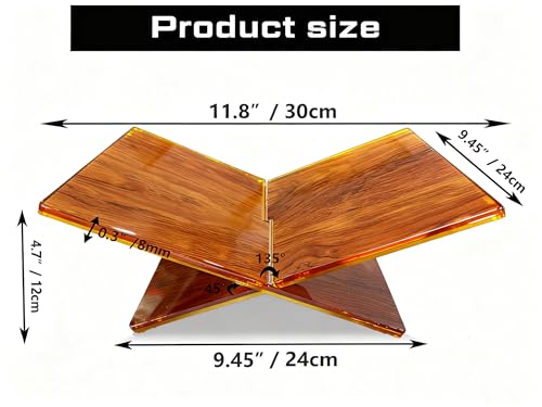 Wood Grain Acrylic Book Stand, X-Shaped Open Book Display Stand & Cookbook Holder for Kitchen Counter, Coffee Table, Bible, Quran, Magazines, Textbooks, Recipes