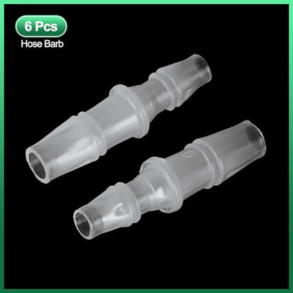 PATIKIL Hose Barb Reducer, 6 Pcs 5/16" to 1/4" Hose ID Connectors Joint Plastic Pipe Fitting Splicer Mender Union Adapter for Air Water Fuel Gas Aquarium, White - size: 5/16" to 1/4"