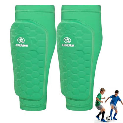 Soccer Shin Guards Shin Pads, Calf Compression Sleeve with Honeycomb Pads, Lightweight Shin Defender Shin Guards Kids for Adult Men Women, Boys, Girls, Youth - color: Green, size: Large