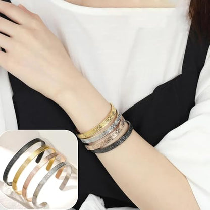 Ayatul Kursi Cuff Bracelet for Women Islam Eid Islamic Jewelry Gifts Stainless Steel Muslim Quran Allah Arabic Bangles Bracelets - color: Rose Gold