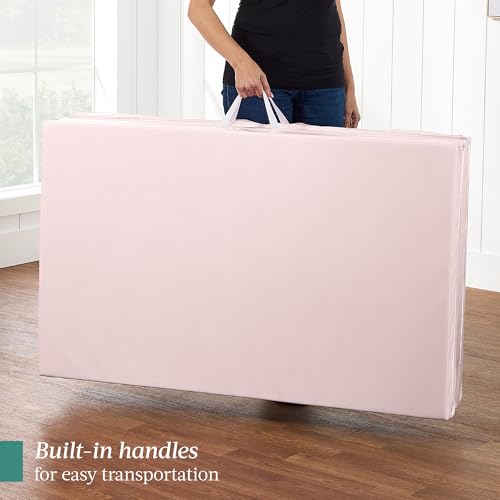 Best Choice Products 10ftx4ftx2in Folding Gym Mat 4-Panel Exercise Gymnastics Aerobics Workout Fitness Floor Mats w/Carrying Handles - color: Soft Pink