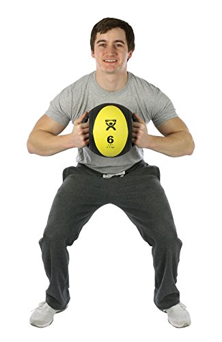 CanDo 10-3180 Dual Handle Medicine Ball, 9" Diameter, 6 lb, Yellow