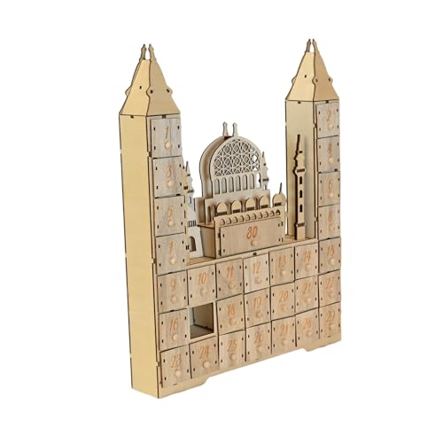 Ramadan Eid Mubarak Countdown Calendar Decoration, Ramadan Advent Calendar with Wooden Drawers, Wood Advent Calendar for Muslim Ramadan Party Decoration