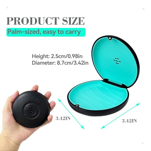 2 Pack Retainer Case with Vent Hole, Compatible with Invisalign | Portable Slim Travel Aligner Case,Secure Magnetic Closure-Food Grade Silicone Pad(Mix Colors) - color: Black Purple+Black Cyan