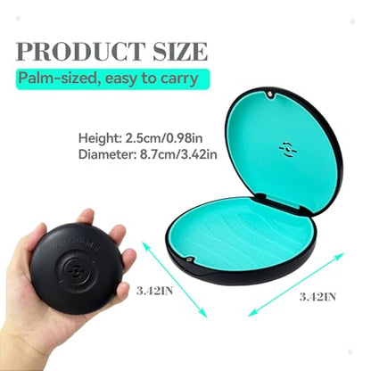 2 Pack Retainer Case with Vent Hole, Compatible with Invisalign | Portable Slim Travel Aligner Case,Secure Magnetic Closure-Food Grade Silicone Pad(Mix Colors) - color: Black Purple+Black Cyan