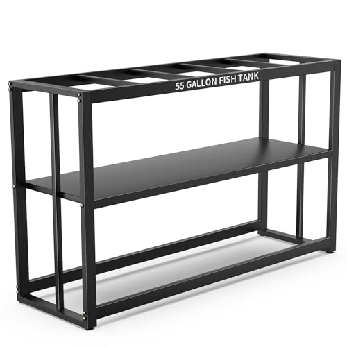 Akenow 55-75 Gallon Fish Tank Stand with Storage Shelf, 48.5 x14.9 x 29.2 Inch Aquarium Stand, Turtle Tank, Reptile Terrariums and Breeder Tank Stand,980LBS Capacity, Black - color: Black