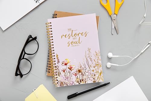 Christian Women's Notebook With Gold Foil, Christian Gift Diary, Women's Prayer Diary, Exquisite Bible Notebook, Psalm 23:3 "He Restores My Soul, 5.5 X 8.3 - color: 25-Christian-notebook