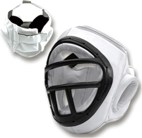 PFG Vital Caged Headgear for Boxing MMA Muay Thai Karate Training Kids Adults - color: White, size: Medium