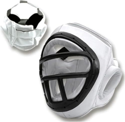 PFG Vital Caged Headgear for Boxing MMA Muay Thai Karate Training Kids Adults - color: White, size: Large
