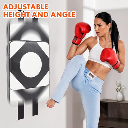 LuiceABC Wall Punching Boxing Pad, Wall Focus Target Foam, Boxing Fitness Wall Punch Bag, Leather and High Elastic Sponge Bag for Sports Training, Adjustable Height - style: White