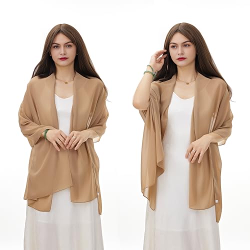 YOUR SMILE for Women Lightweight Breathable Solid Color Soft Chiffon Long Fashion Scarves Sun-proof Shawls Wrap - color: Brown