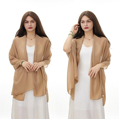YOUR SMILE for Women Lightweight Breathable Solid Color Soft Chiffon Long Fashion Scarves Sun-proof Shawls Wrap - color: Brown