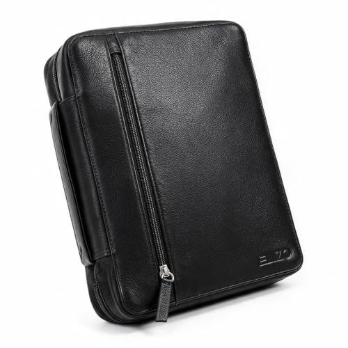 ELIZO Leather Bible Cover for Men Bible Case for Women Zippered Holder Protector Cross Church Tote Bag Carrying Organizer Sleeve Gift Onyx - color: Onyx, size: Study