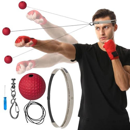 Boxing Reflex Ball, Boxing Ball Headband, Wearable Silicone Headband Strength Training Boxing Balls Set, Reaction Ball for Adults Kids Courtyard Gym Home - color: C