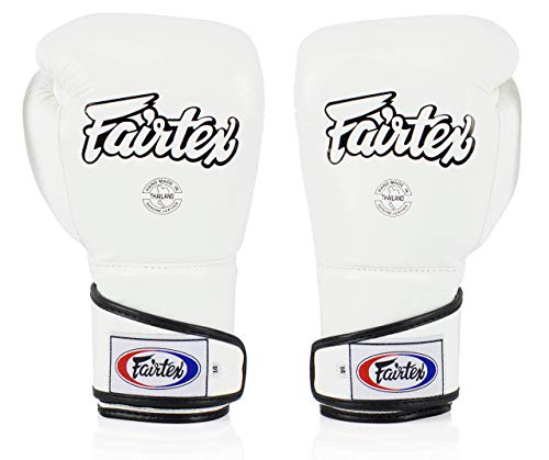 Fairtex BGV6 Angular Boxing Gloves, Locked Thumb Muay Thai MMA Kickboxing | Premium synthetic body with triple-layer foam padding. Joint protection and firm wrist support safeguard hands on heavy bags - color: White, size: 12oz