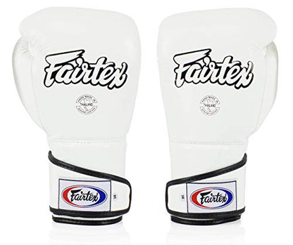 Fairtex BGV6 Angular Boxing Gloves, Locked Thumb Muay Thai MMA Kickboxing | Premium synthetic body with triple-layer foam padding. Joint protection and firm wrist support safeguard hands on heavy bags - color: White, size: 12oz