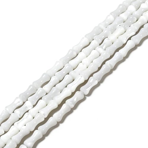 4x8mm Natural White Mother of Pearl Shell Bamboo Beads for Jewelry Making - color: 4x8mm Bamboo Shape