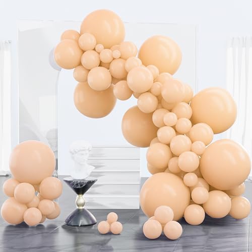 PartyWoo Nude Balloons 100pcs Apricot Boho Fall Color Different Sizes - color: Apricot-f05, size: 5/10/12/18 inch